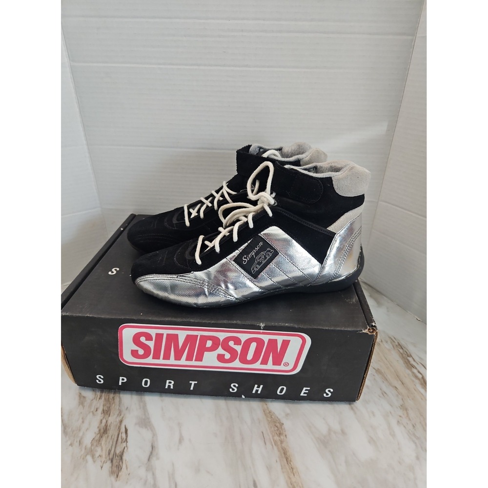 Vintage Simpson Racing Shoes 90's Jeff Burton Black Winston Cup NASCAR Size 8